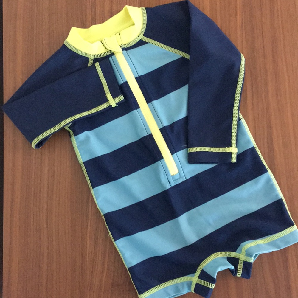 Tea Collection Striped Rash Guard One-Piece.